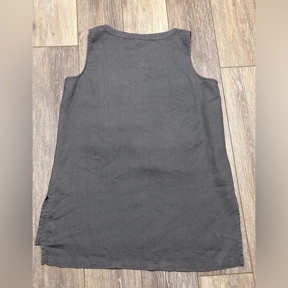 🛍️Ellen Tracy 100.% Linen dress dark gray  with gold color zipper Size M - Picture 2 of 9